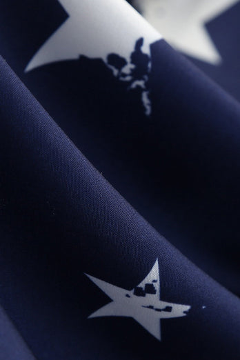 V-Neck Sleeveless Striped Star Print Swing Robe