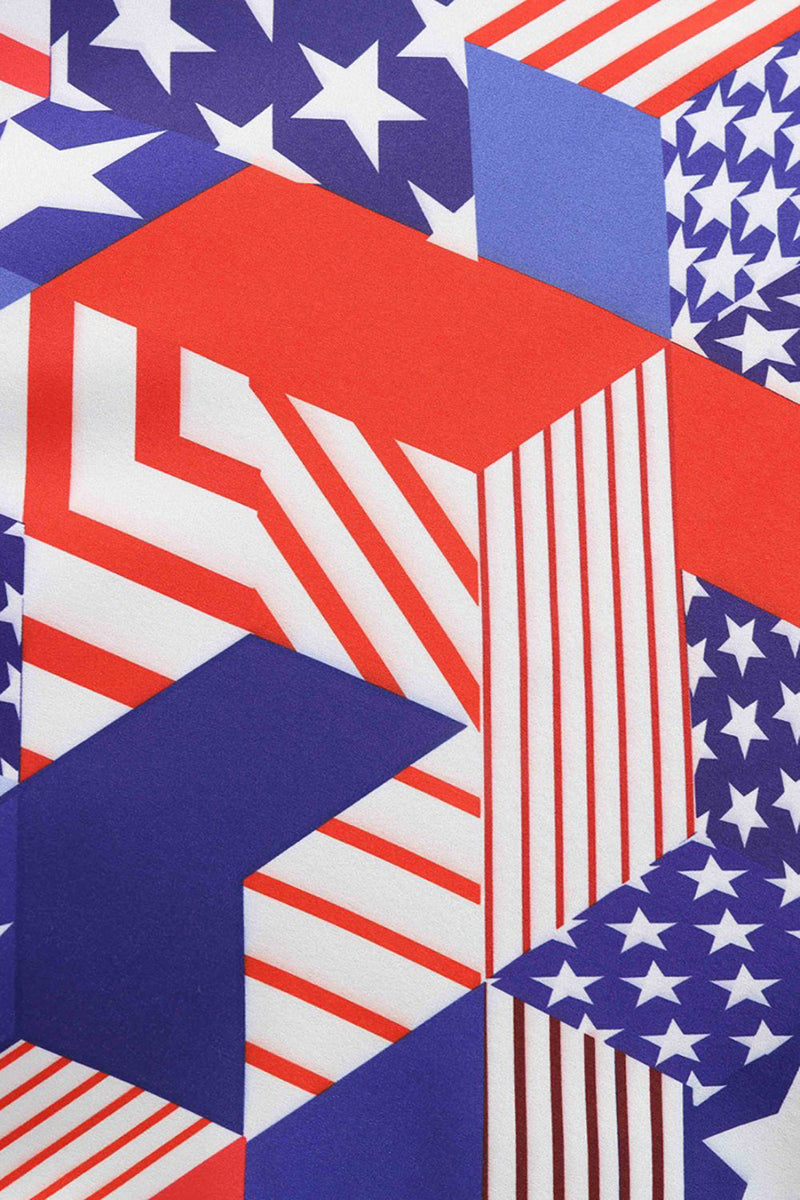 Charger l&#39;image dans la galerie, Robe rétro imprimée du drapeau américain avec nœud papillon