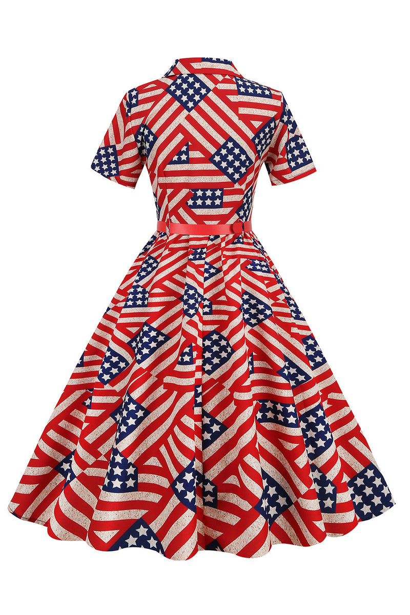 Charger l&#39;image dans la galerie, American Flag Print Robe Vintage