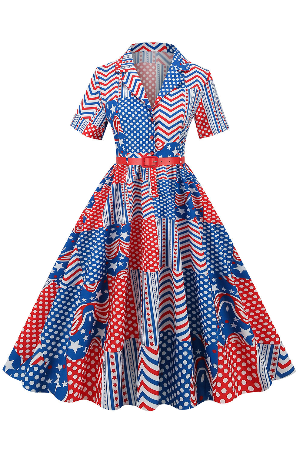 V Neck American Flag Imprimé Vintage Robe