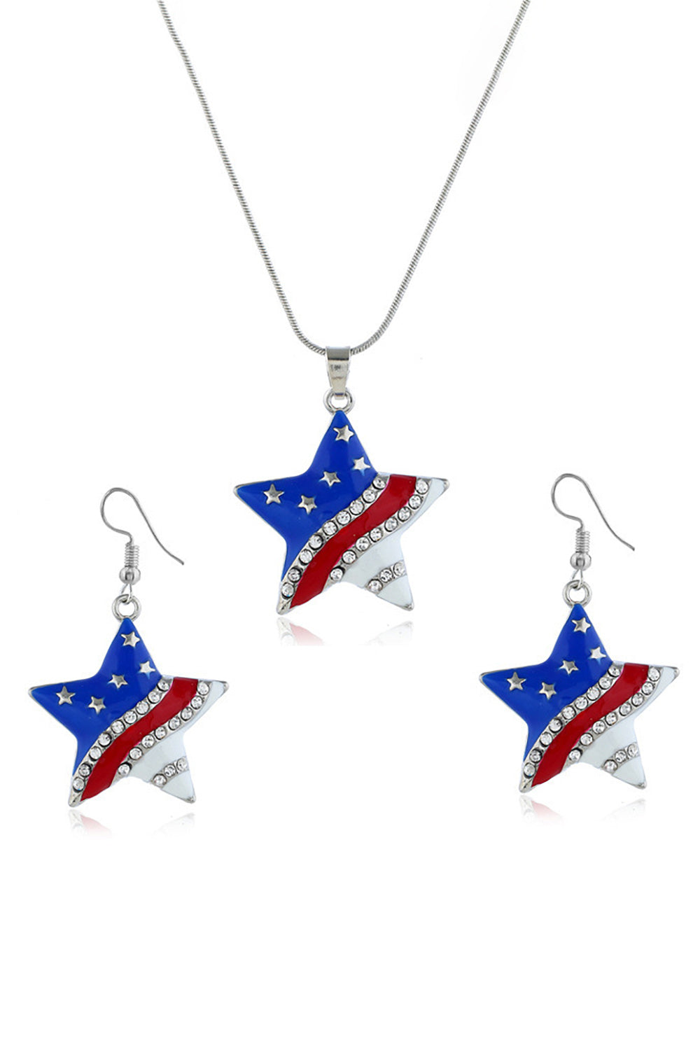 Collier de diamants Pentagram drapeau américain