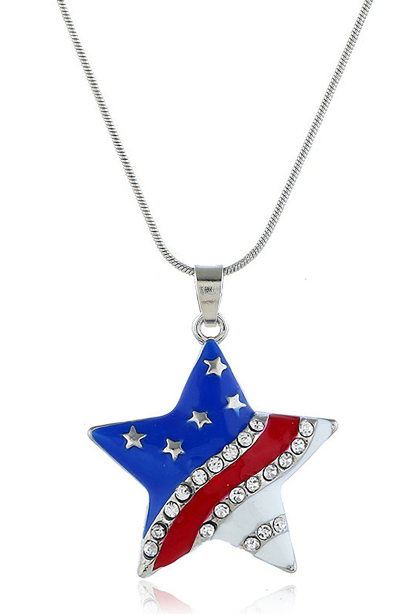 Charger l&#39;image dans la galerie, Collier de diamants Pentagram drapeau américain