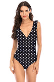 Maillot de bain taille haute à pois une pièce