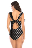 Maillot de bain taille haute à pois une pièce