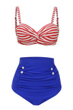 Maillot de bain deux pièces à pois taille haute