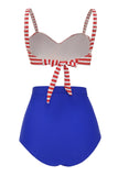 Maillot de bain deux pièces à pois taille haute
