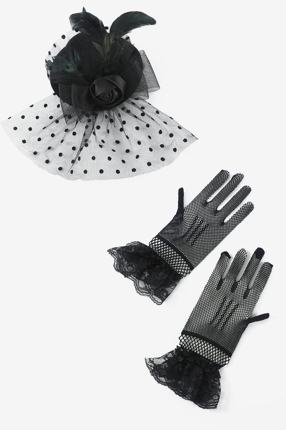 Épingles à cheveux et gants noirs Ensembles d’accessoires des années 20