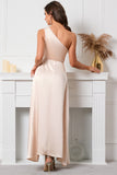 Champagne One Shoulder Sleeveless Prom Robe de bal