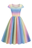 Multi Couleur Imprimée Vintage Des Années 50 Robe