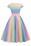 Multi Couleur Imprimée Vintage Des Années 50 Robe