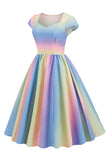 Multi Couleur Imprimée Vintage Des Années 50 Robe