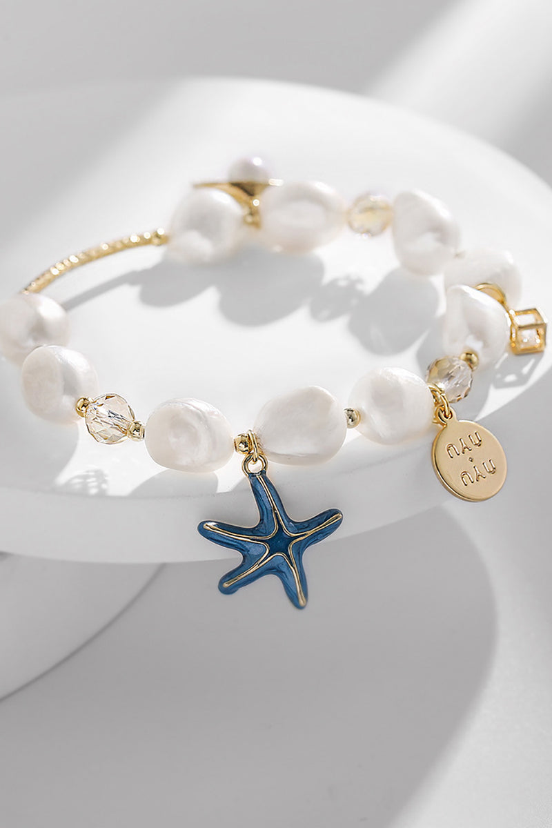 Charger l&#39;image dans la galerie, Bracelet perle d’étoile de mer à coquille bleue