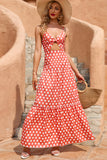 Robe d’été à pois rouges avec nœud