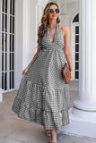 Robe d’été Bleu Plaid Boho Maxi