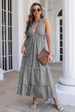 Robe d’été Bleu Plaid Boho Maxi