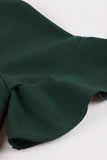 Robe Vert Foncé Bodycon des années 60 avec volants