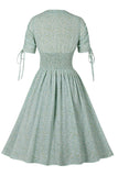 Robe vintage d’été imprimée verte