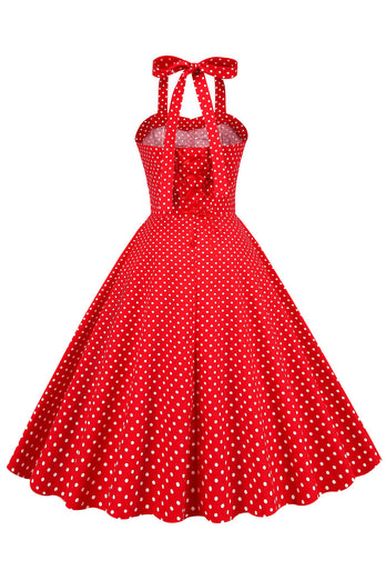 Retro Style Halter Red Polka Dots Robe des années 50