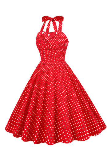Retro Style Halter Red Polka Dots Robe des années 50