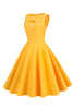 Charger l&#39;image dans la galerie, Robe de style rétro jaune des années 50 avec trou de serrure
