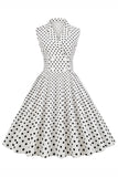 Robe à revers à pois blanc des années 50