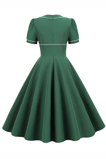 Robe verte A-line Solid Swing des années 1950