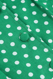 Green Lapel Neck Polka Dots Swing Robe des années 50