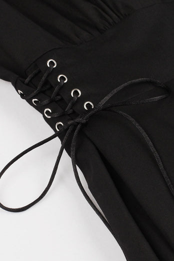 Robe d’Halloween vintage à lacets noire