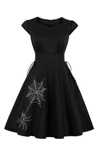 Robe d’Halloween vintage à lacets noire