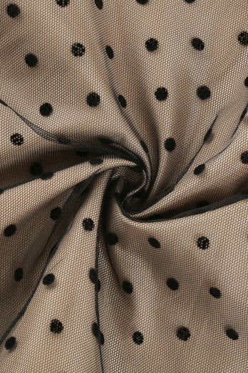 Black Off the Shoulder Polka Dots Robe des années 1950