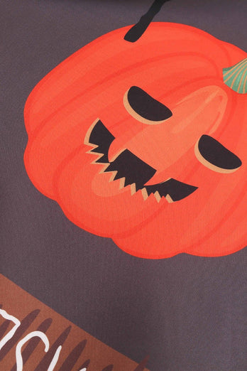 Wavy V-Neck Manches Longues Imprimé Halloween Robe Rétro