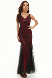 Feuilles Paillettes Tulle Longue Robe Formelle