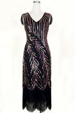 Sequin Grande Robe Gatsby avec Franges