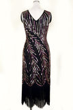 Sequin Grande Robe Gatsby avec Franges