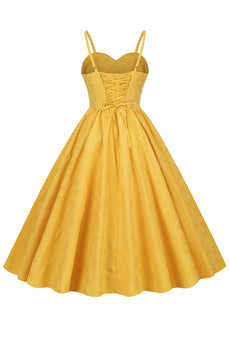 Hepburn Retro High Waist Yellow Robe des années 50