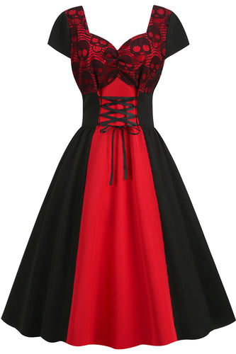 Robe Halloween Vintage 1950s noire et rouge