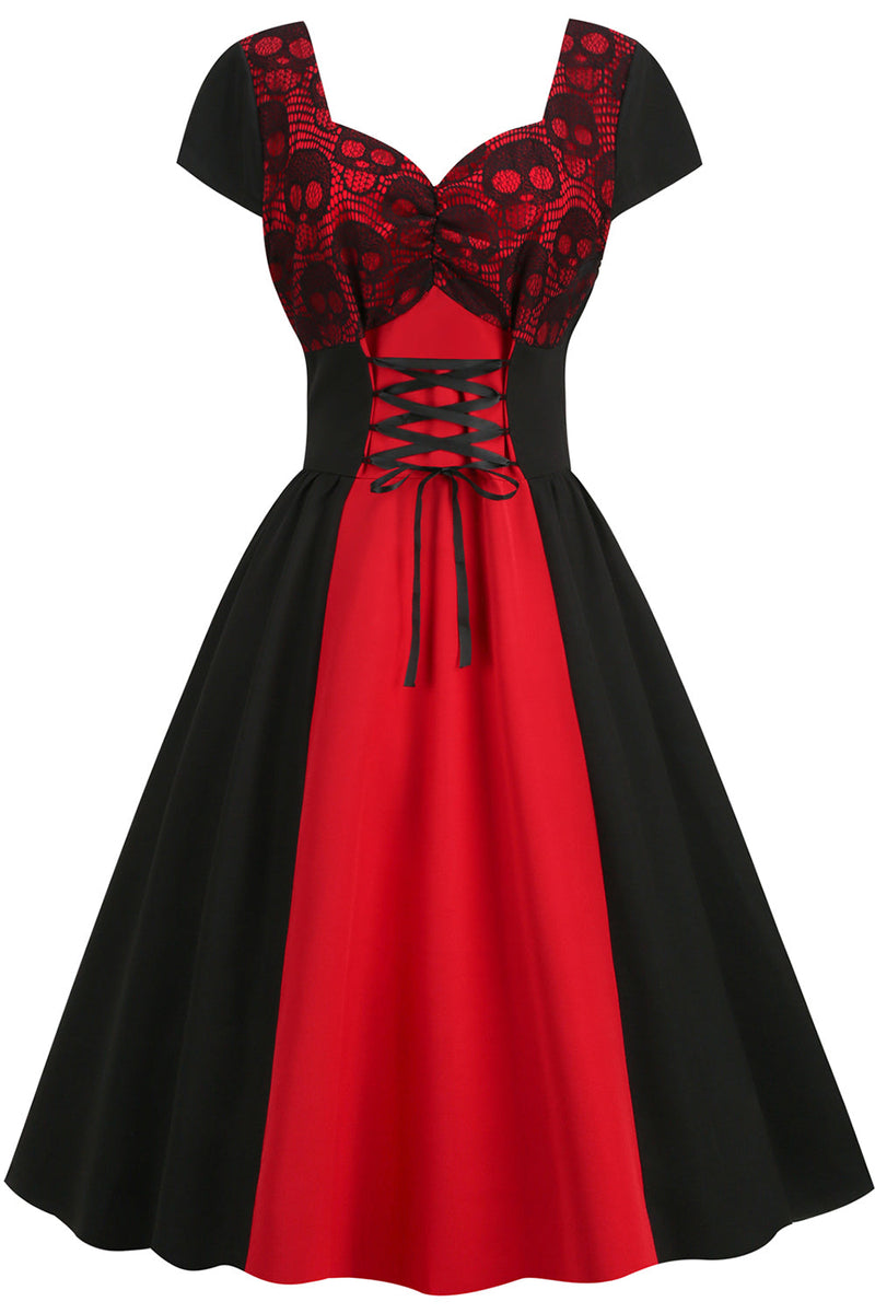 Charger l&#39;image dans la galerie, Robe Halloween Vintage 1950s noire et rouge