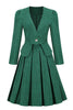Charger l&#39;image dans la galerie, Une ligne V Col Vert Grille Plaid Robe Vintage