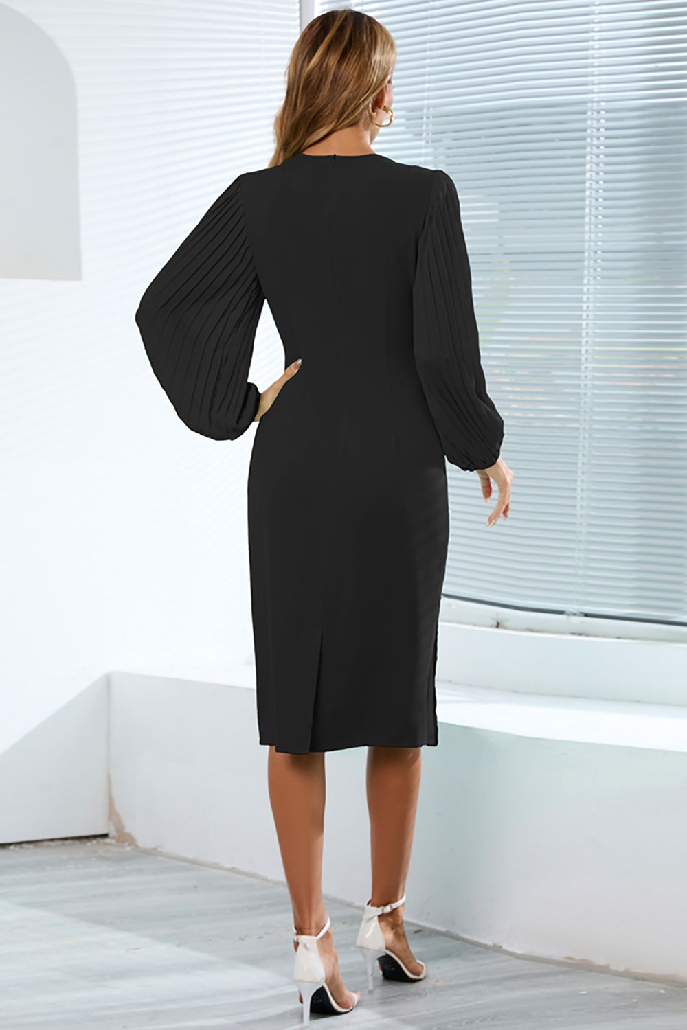 Bodycon Manches Longues Robe Décontractée avec Volants