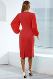 Bodycon Manches Longues Robe Décontractée avec Volants