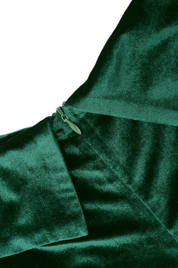 Une ligne sur l’épaule Robe en velours vert foncé