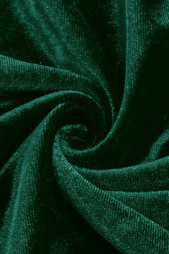Une ligne sur l’épaule Robe en velours vert foncé