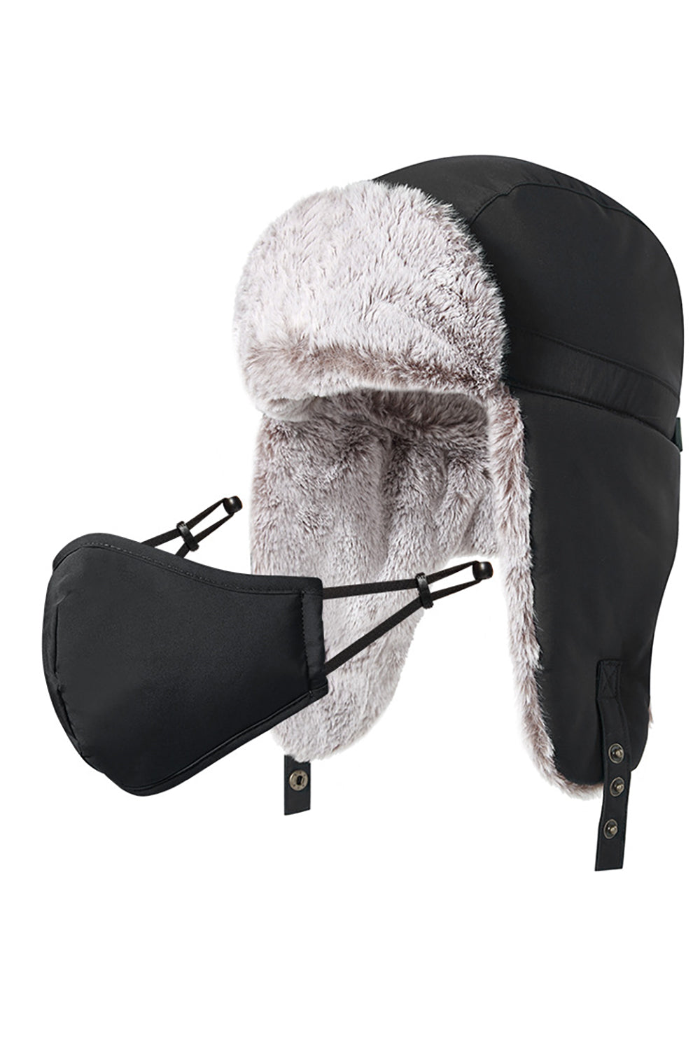 Chapeau de ski épais en polaire marine avec masque détachable