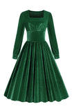 Robe vintage velours à manches longues noires