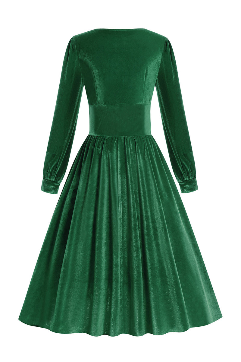 Charger l&#39;image dans la galerie, Robe vintage velours velours vert