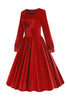 Charger l&#39;image dans la galerie, Robe vintage Red Velvet Midi A-line