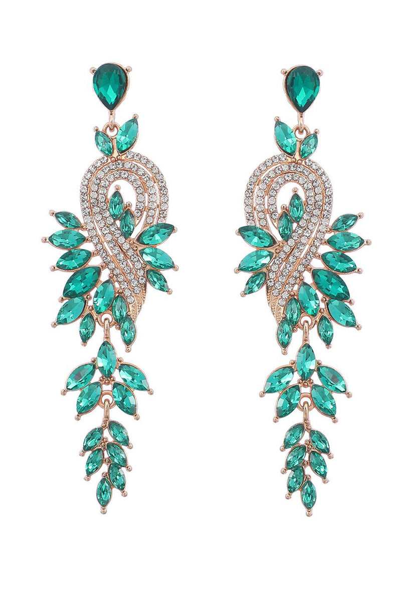 Charger l&#39;image dans la galerie, Boucles d’oreilles vertes avec perles et strass
