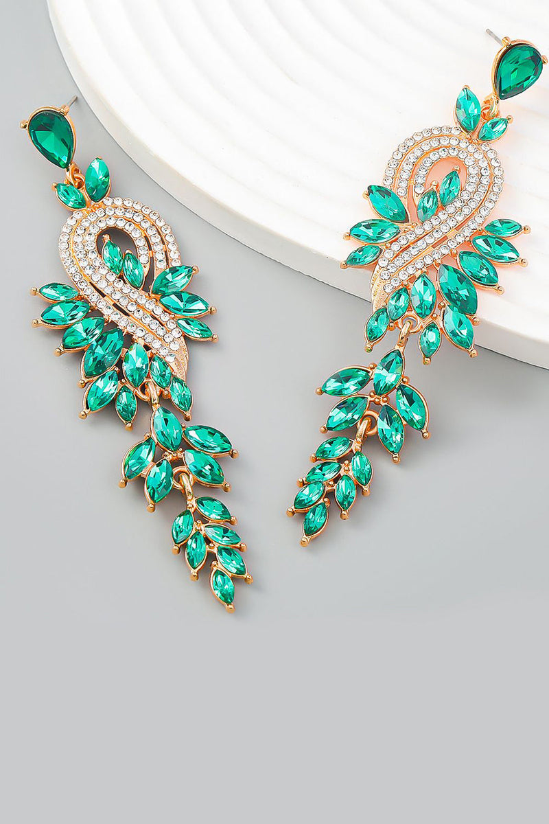 Charger l&#39;image dans la galerie, Boucles d’oreilles vertes avec perles et strass