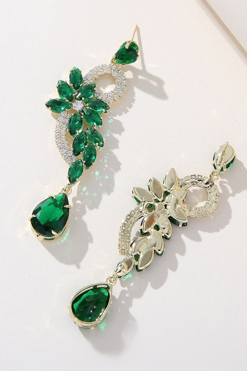 Charger l&#39;image dans la galerie, Boucles d’oreilles de bal perlées en strass vert
