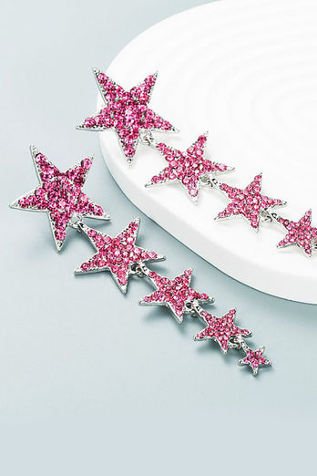 Fuchsia Five-Branches Stars Prom Boucles d’oreilles